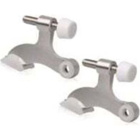 Heavy-duty adjustable door stop with hinge pin and white rubber end caps. (1/4)