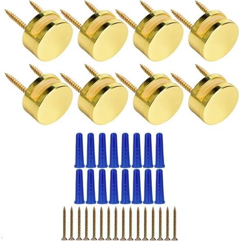 Miroir sans cadre, matériau de 3 à 5 mm, 8 pièces, vis doubles et chevilles incluses, installation et utilisation faciles, couleur or (1/5)