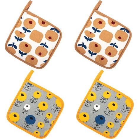 4er-Set Topflappen aus Baumwolle – hitzebeständig und abwaschbar, Küchenaccessoires zum Kochen und Backen