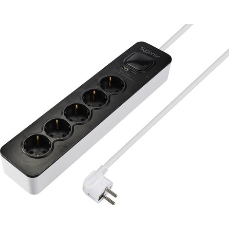 Sygonix SY-6118234 Multipresa con interruttore 5 scomparti Nero, Bianco Schuko 1 pz. (1/5)
