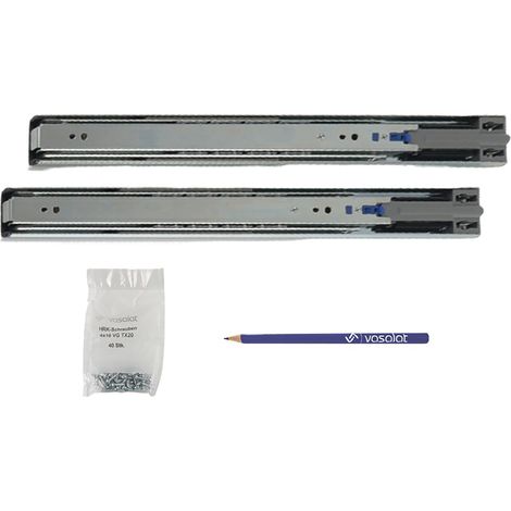 Schubladenschienen 350mm softclose Kugelführung - Vollauszug mit integrierter Dämpfung, 32-Systemlochung - 1 Paar (1/5)