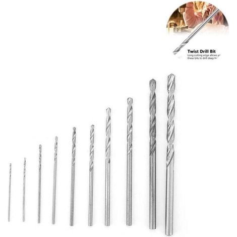Punte da trapano elicoidali, 10 punte da trapano elicoidali in acciaio con gambo dritto 0,5-3 mm Utensili di foratura ad alta velocità Set di punte da trapano per trapano A (1/4)