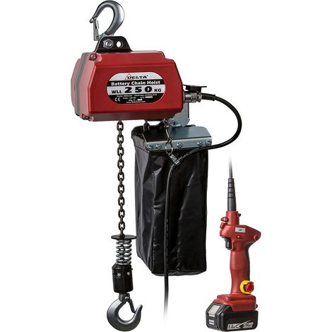 Delta Batterie Kettenzug - 18V DC - Tragkraft 0,25t Hubhöhe 10m