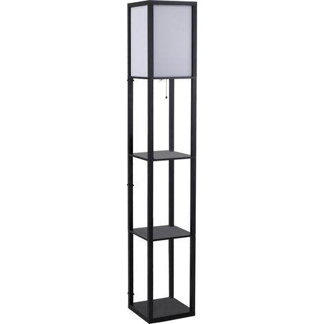 Lampada da terra con ripiani nera in MDF 26 x 26 x 160 cm (1/5)