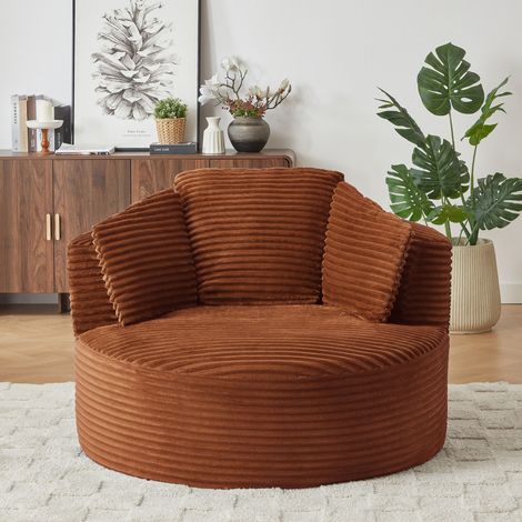Chaise longue ronde à corde surdimensionnée, chaise cloud moderne avec assise profonde pour salon et chambre