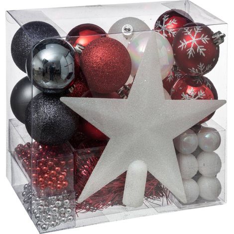 Kit árbol de Navidad Ferme aux sapins 44 piezas blanco rojo - Feeric lights & christmas