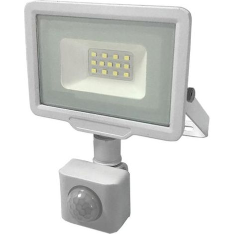 Projecteur LED 10W IP65 Blanc avec Détecteur de Mouvement - Blanc Froid 6000K - 8000K - (1/2)