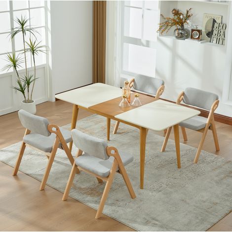 Lot de 4 Chaise pliante en bois avec assise rembourrée, pliable, rangement facile, usage intérieur/extérieur - gris (1/5)