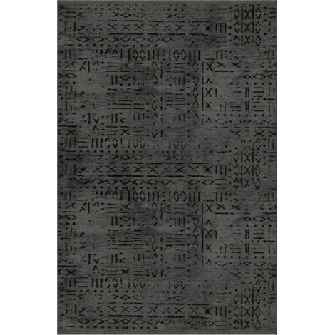 Rutschfester Chenille-Teppich Vadi anthrazitfarbenes geometrisches Dekor 160x230