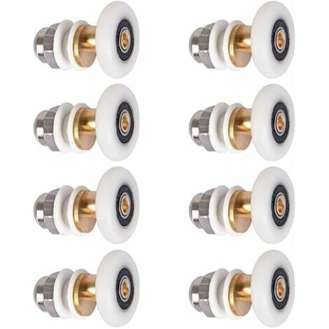 Roulette Porte Douche, Roulettes de Porte Coulissante Cabine de Douche Porte Poulies Roue de Rechange pour Rouleau avec Diamètre de Roues 27mm, 8 Pièces (1/5)