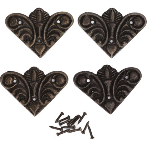 20 protège-coins vintage exquis en forme d'animaux avec clous, adaptés aux boîtes en bois, livres, albums de scrapbooking et albums photo. (1/5)