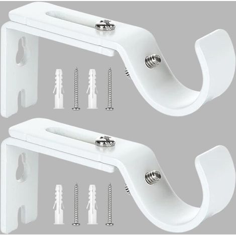 Support de Tringle à Rideau Réglable,2 Pcs Supports Murale Réglables,Support pour Tringle à Rideau,Compatible avec les tringles à rideau d'un diamètre maximal de 20mm-25mm(Blanc) (1/5)