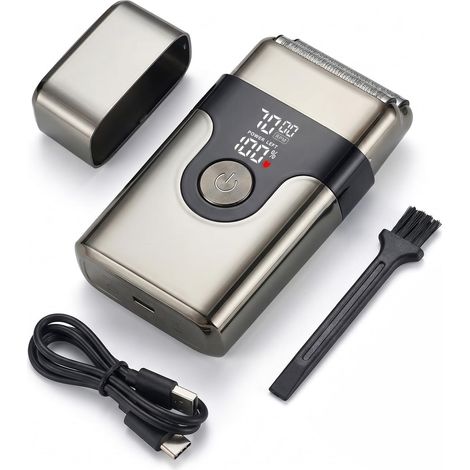 Rasoir Electrique Homme, Rasoir À Grille avec Écran LED Rasoir à Double Feuille avec Lames Flottantes, 150 Min D'autonomie,Etanche et Sans Fil, Charge Rapide USB-C, Idéal pour Peau Sensible (1/5)