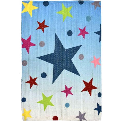 Tapis enfant, kilim reversible fait à la main ETOILE 60x110 multicolore (1/5)
