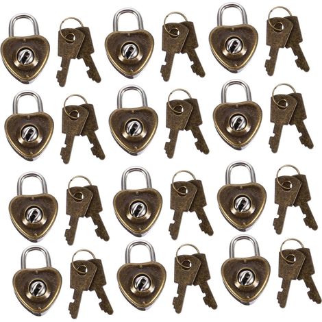 Cadenas à Bagages Forme de Cœur, Mini Serrure en Fer, 12 Pièces (1/5)