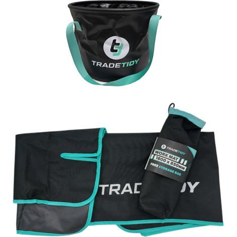 Tradetidy Medium Waterproof Antislip Work Mat + Collapsible Bucket 20L