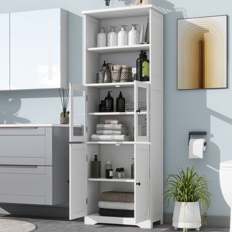 meuble rangement armoire salle de bain 160 cm blanc OKMYHOME (1/5)