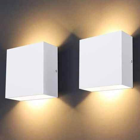 2-teilige Wandleuchte für den Innenbereich, 6-W-LED-Wandleuchten für den Innenbereich, moderne dekorative Wandleuchte, 3000 K warmweiß, perfekt für das Schlafzimmer (Weiß) (1/4)