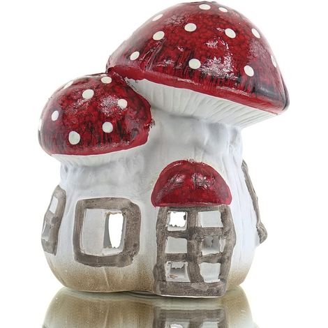 Kaemingk Weihnachtsdeko Fliegenpilzhaus Rot & Weiß - Terracotta (1/3)