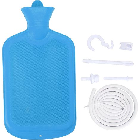 Kit de lavement intestinal en silicone bleu, ensemble de douche colique pour nettoyage à domicile, poche de côlon réutilisable (1/5)