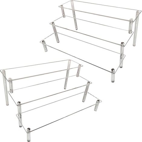 Lot de 2 présentoirs de bureau en acrylique transparent pour vernis à ongles, parfums, cosmétiques, bijoux, cupcakes, buffet, desserts (1/5)