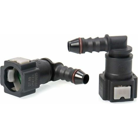 Lot de 2 connecteurs de tuyau de carburant 90° – Plastique 7.89mm – Connexion rapide pour systèmes de carburant – Compatible tuyaux 6mm (1/5)