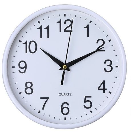 Horloge murale en plastique - 20 cm - Chiffres arabes - Horloge murale silencieuse - À quartz - Pour l'école, le bureau, le salon (1/4)
