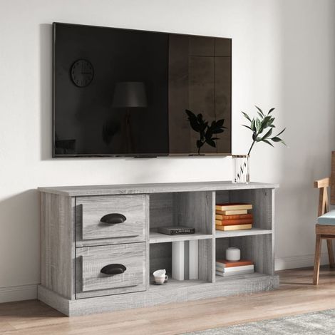 Meuble TV sonoma gris 102x35,5x47,5 cm bois d'ingénierie (1/5)