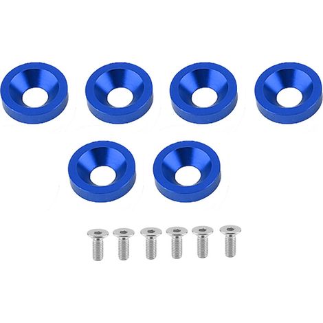Ensemble de 6 pièces comprenant un cadre de plaque d'immatriculation pour voiture et moto, un garde-boue, un pare-chocs et un kit de joints/boulons pour capot moteur (bleu) (1/5)