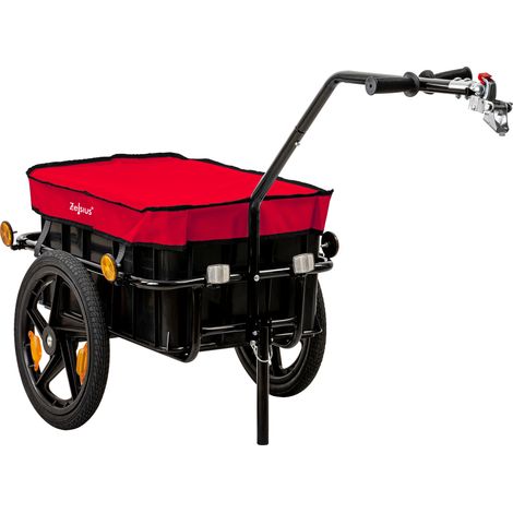 Zelsius remolque para bicicleta con cubierta, rojo, carro de transporte, carro para bicicleta (1/5)