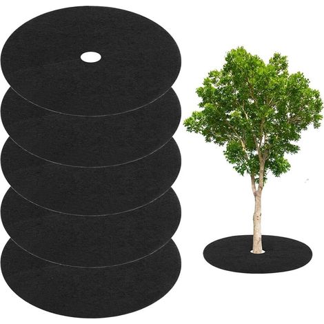 5er Pack Baum Mulch Ring 42cm / 16,5 Zoll Vlies Runde Baum Mulch Matte Schutz Garten Baum Pflanzen Abdeckmatte Kreis Unkraut Barriere für Unkrautbekämpfung Wurzelschutz (1/5)