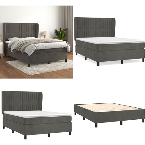 Boxspringbett mit Matratze Dunkelgrau 140x200 cm Samt - Samtbett - Boxspringbett - Doppelbett - Bettenrahmen - Luxusbett - Home & Living (1/5)