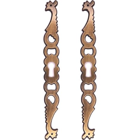 2x Entrée de coq main gauche en zamak finition laiton vieilli hauteur 145mm entraxe 130mm Rustique Serrure Ancien Décoration Vintage Meuble (1/3)