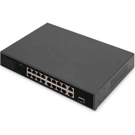 Digitus DN-95355 switch No administrado Gigabit Ethernet (10/100/1000) Energía sobre Ethernet (PoE) 1U Negro (1/4)