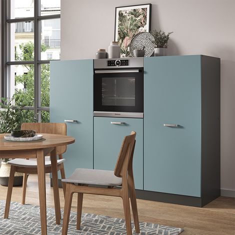 Einbauküche  R-Line, Blau-Grau/Anthrazit, 180 cm ohne Arbeitsplatte, Vicco