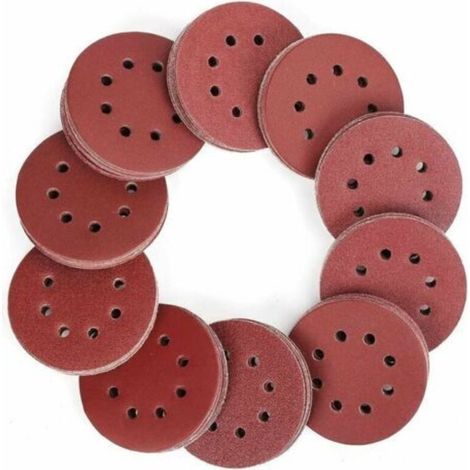 Sanding Disc, 100pcs Abrasive Discs 40-800 Grit 125mm Size Ideal for Sanding/Polishing/Derusting (8 holes) (1/5)