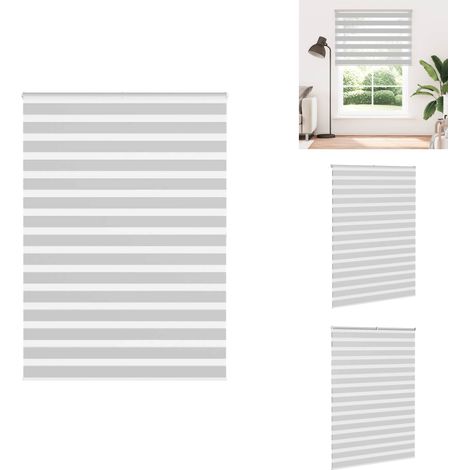 Store zèbre gris clair largeur du tissu 150,9 cm polyester - Store Zébré - Stores Zébrés - Store À Enrouleur Zébré - Double Store À Enrouleur (1/5)
