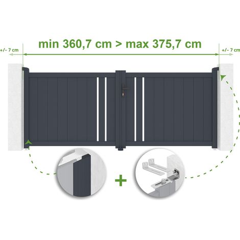 Puerta batiente regulable ancho GIONA 3,5m Alt.160cm aluminio Gris antracita (1/4)