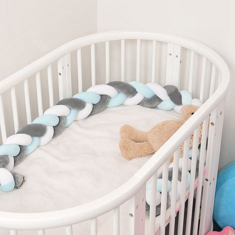 Tour de lit bébé tressé, long, coussin de berceau bébé, nœud doux en forme de serpent (1 m) (1/5)