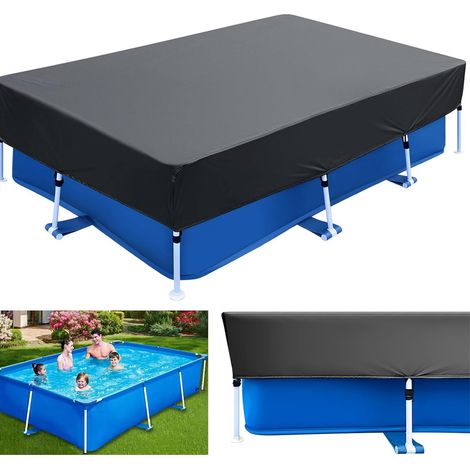 Cubierta para piscina de 10 pies, cubiertas rectangulares para piscina de 10 x 6 pies, cordón ajustable para piscinas con estructura. (1/5)