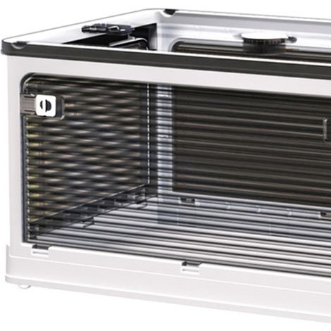 Rangement pliable en plastique transparent pour vêtements couvertures jouets, tiroir de rangement grand modèle (51,5x36x30 cm), couleur thé et blanc calme (1/3)