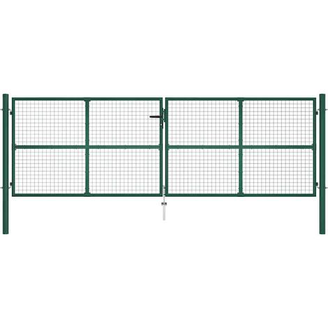 Maison Exclusive - Maschen-Gartentor aus Stahl 400 x 125 cm Grün (1/5)
