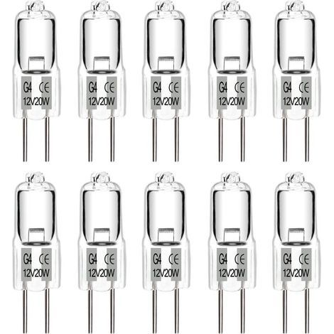 Ampoule Halogène G4 12V 20W Blanc Chaud Dimmable, Capsule G4 Halogene pour Hotte, Cuisine, Lustre, Salon, Lot de 10 [Classe énergétique G] (1/5)