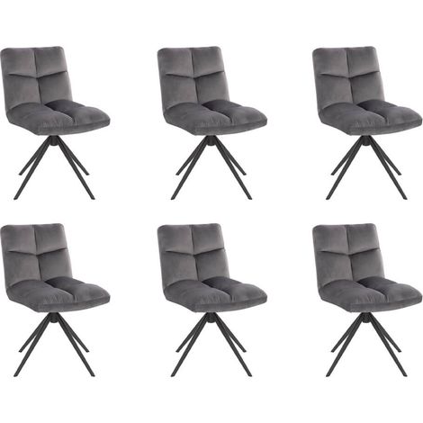 HOME DELUXE - Esszimmerstuhl NODA 6er Set - Farbe: Hellgrau - 360 Grad drehbar, weiche Polsterung, bis 120 kg belastbar I Küchenstuhl Speisestühle Esszimmerstühle Esszimmerstuhl Esszimmersessel Polst (1/5)