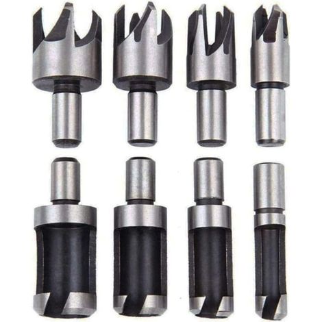 Ensemble de 8 forets à bouchons en bois (pour la fabrication de chevilles), outils de coupe pour la fabrication de bouchons, de chevilles, de montants et de tenons en bois (1/4)
