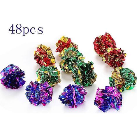 48 balles à paillettes colorées pour chat, jouet à mâcher et à exciter pour chien, pour l'entraînement des animaux de compagnie. (1/5)