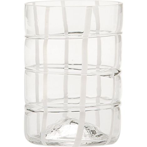 Zafferano Twiddle - Set 6 Bicchieri Trasparenti in Vetro Soffiato, 35 cl - Tumbler Artigianali con Decoro Bianco, Lavabili in Lavastoviglie