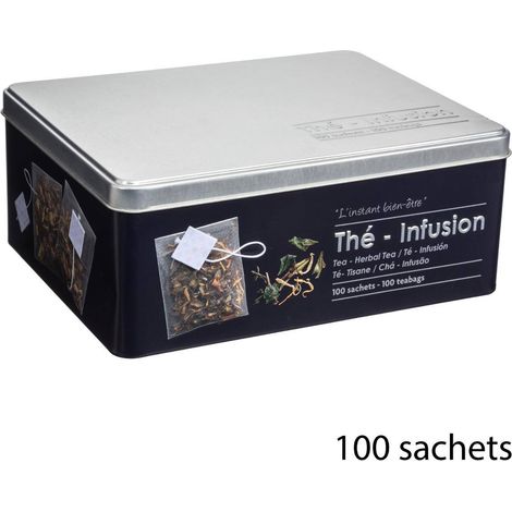 Teedose mit 100 teebeuteln aus metall black edition schwarz - 5five (1/3)