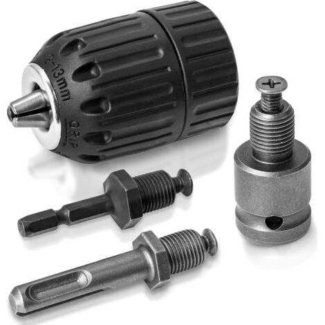 Adattatore per punte da trapano elettrico da 13 mm, set da 4 pezzi, adatto per avvitatori a impulsi, punte da trapano elettrico e trapani a percussione. (1/5)