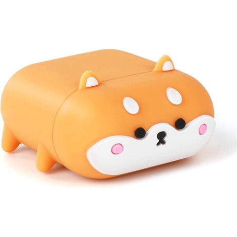 Étui AirPods 2 rigolo, coque 3D en silicone doux anti-choc, forme chien Corgi cartoon, protection intégrale avec porte-clés, adorable et résistant (1/5)